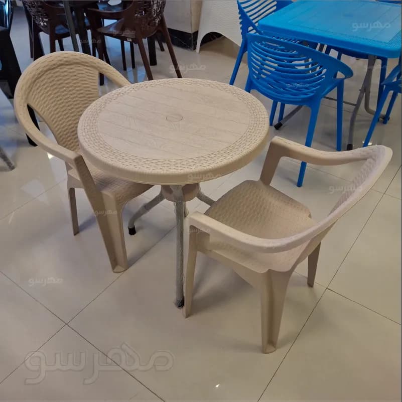 میز و صندلی 2 نفره طرح حصیری