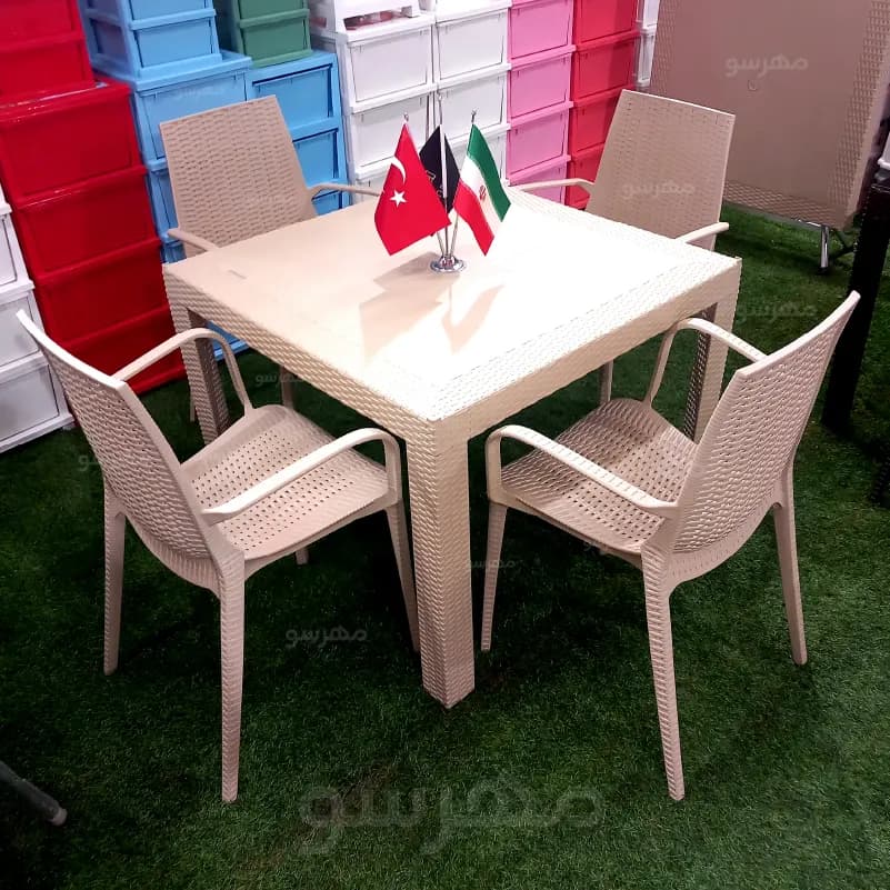 میز و صندلی تمام پلیری حصیری (4 نفره) — تصویر ۶