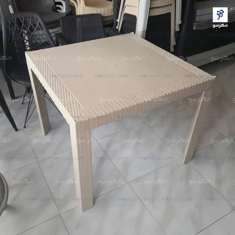میز حصیری باغ رستورانی 90 (پلیمری) — تصویر ۲