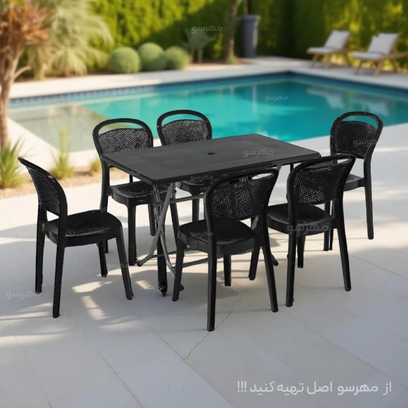 میز و صندلی بدون دسته انار (6 نفره)