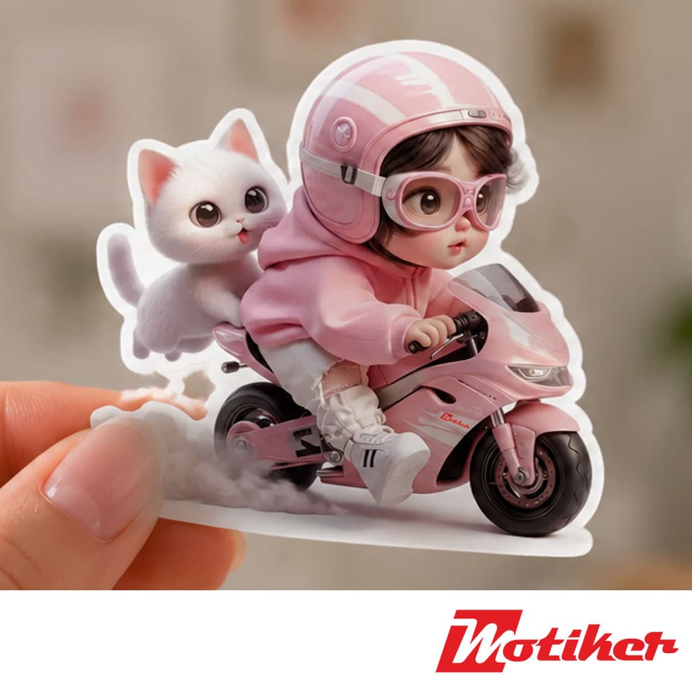 استیکر دختر موتورسوار Pink Racing Girl — تصویر ۲