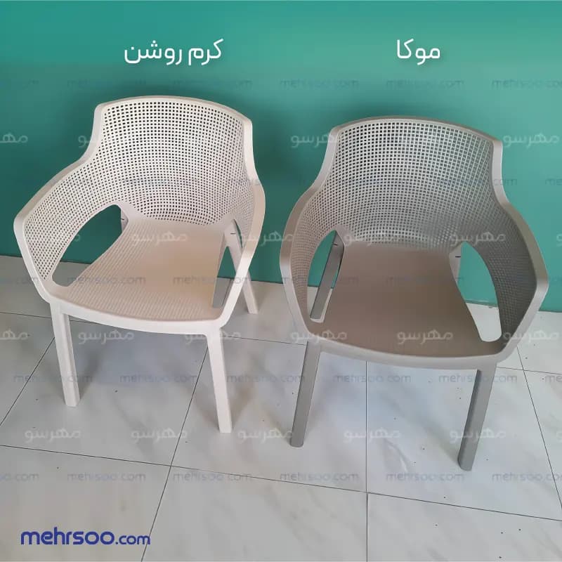 ست میز و صندلی پلاستیکی 6 نفره تالینا با میز طرح چوب — تصویر ۶
