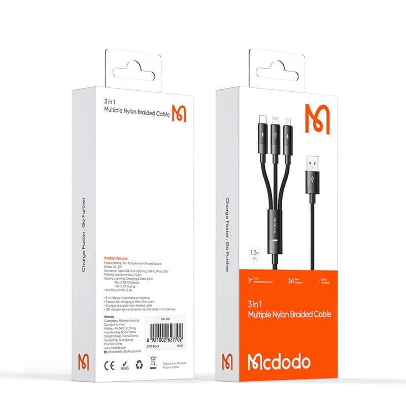 کابل فست شارژ سه سر مک دودو Mcdodo CA-579 — تصویر ۵