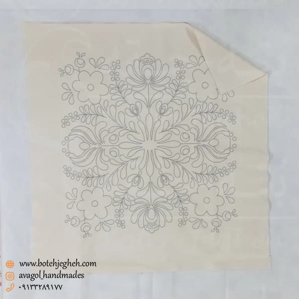 طرح بخارادوزی چهار گل ـ رومیزی — تصویر ۳