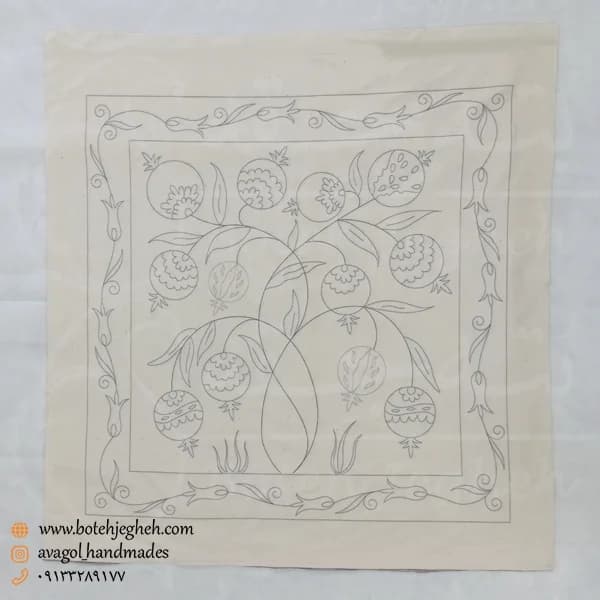 طرح بخارادوزی گل انار ـ رومیزی — تصویر ۳
