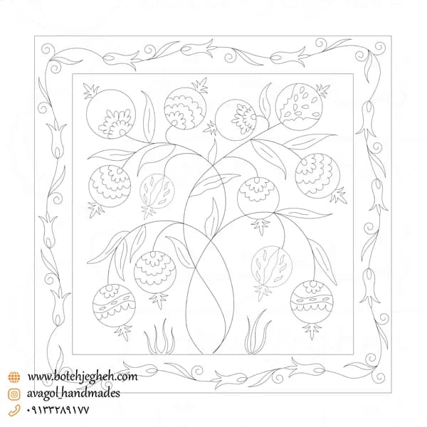 طرح بخارادوزی گل انار ـ رومیزی — تصویر ۲