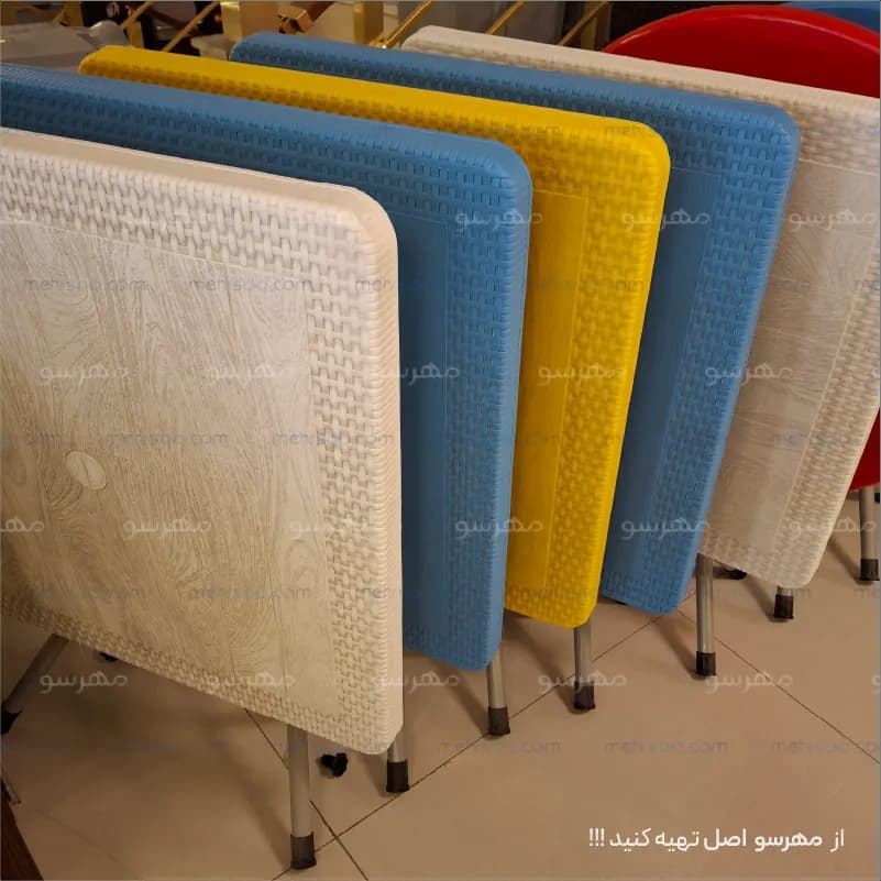 میز تاشو پلاستیکی مربع طرح حصیری (اصل) — تصویر ۲