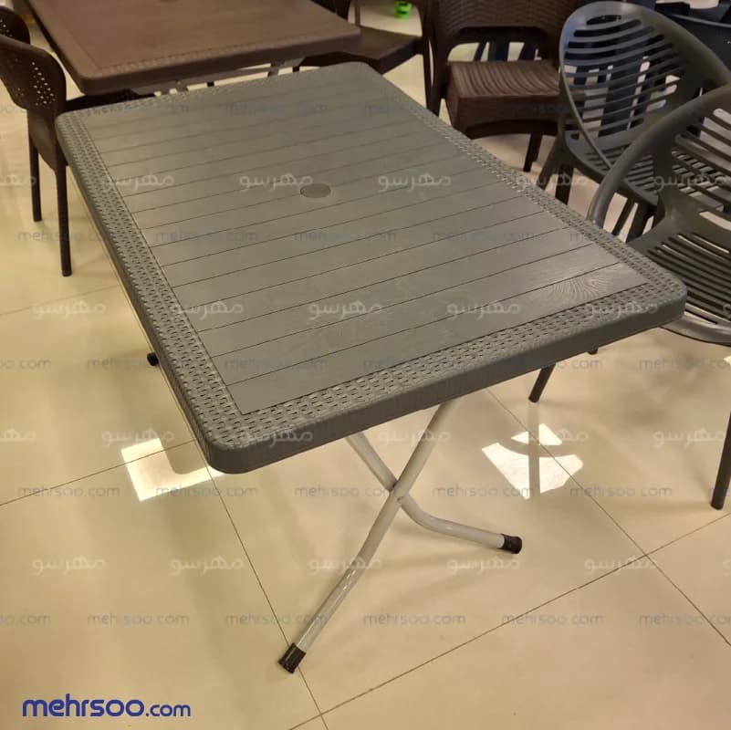 میز پلاستیکی تاشو مستطیل طرح حصیری (اصل) — تصویر ۲