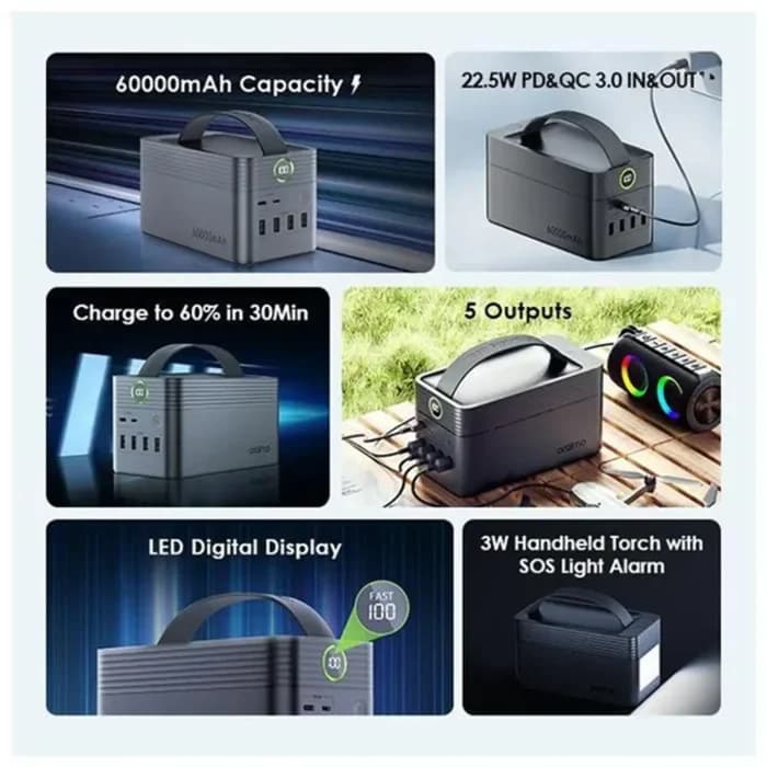 پاور بانک اورایمو مدل PowerBox 600 با ظرفیت 60000mAh و توان 22.5W + آداپتور 18 واتی — تصویر ۷