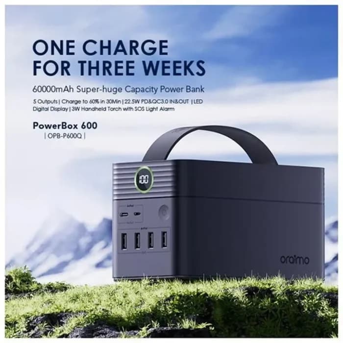 پاور بانک اورایمو مدل PowerBox 600 با ظرفیت 60000mAh و توان 22.5W + آداپتور 18 واتی — تصویر ۲