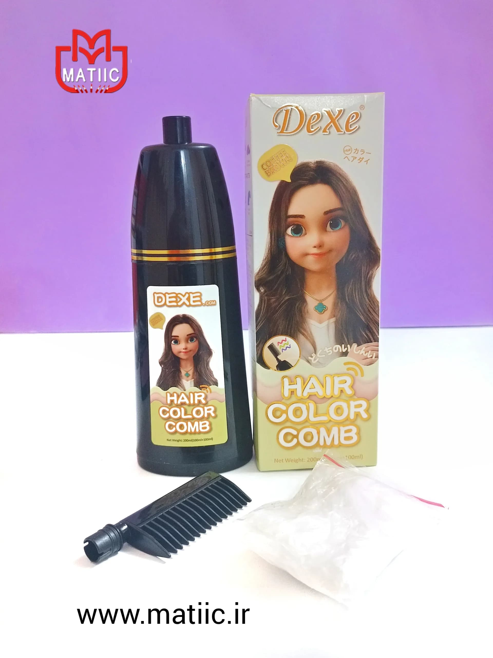 شامپو رنگ مو شانه‌دار دکسی (DEXE) نسکافه‌ای — تصویر ۴