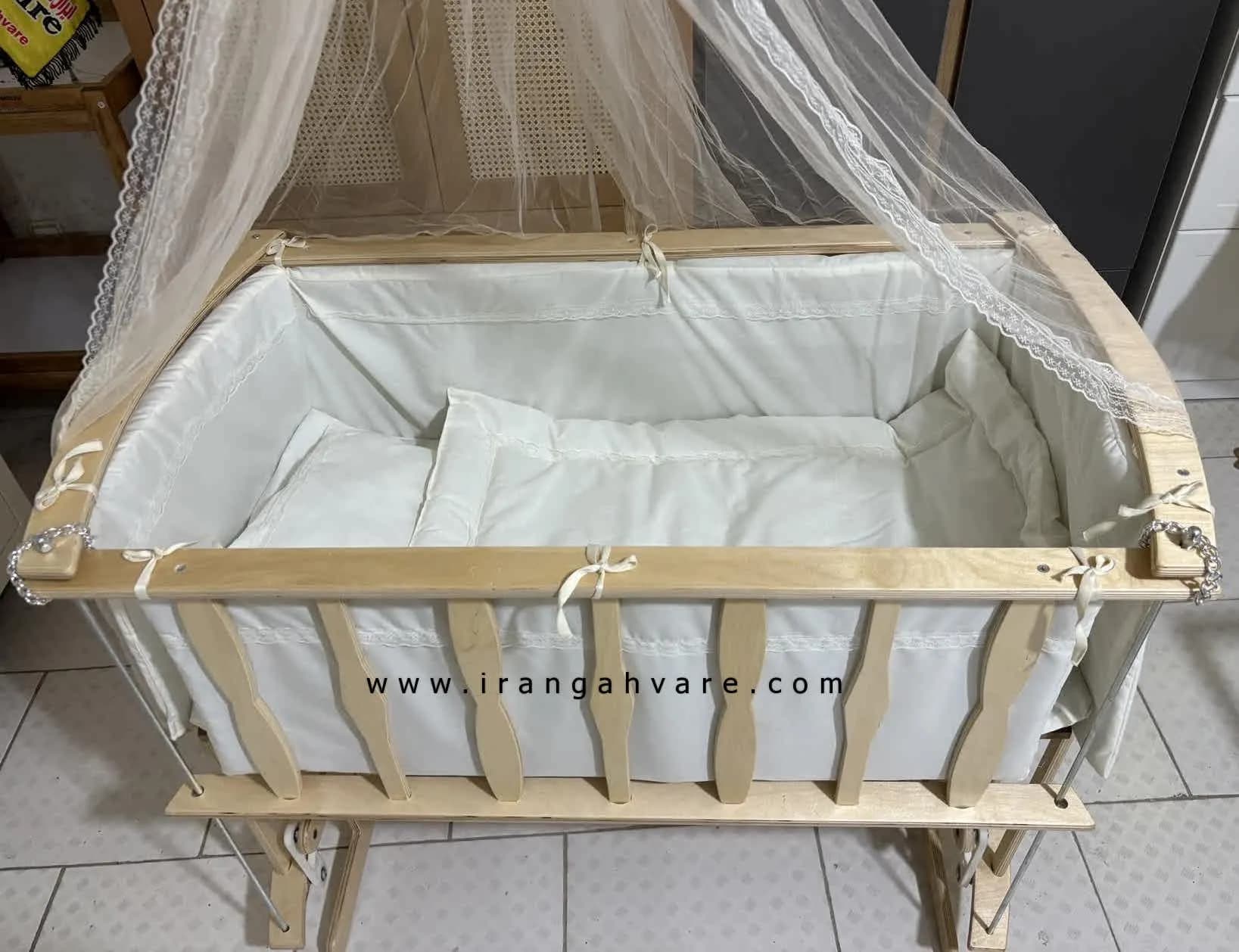 تخت گهواره کنار مادر پلای وود (چوب چندلایه) تاشو — تصویر ۸