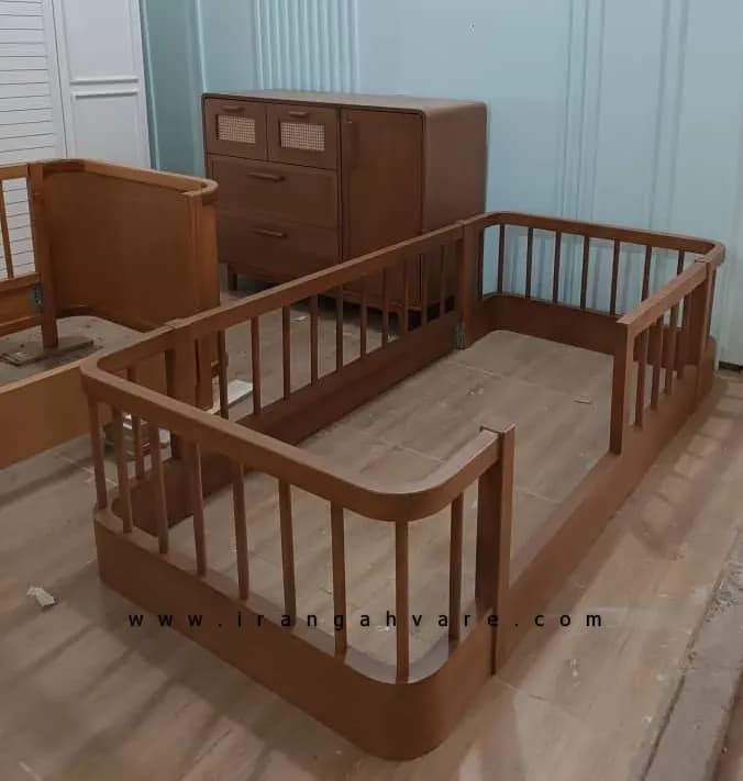 ست دو تيكه تخت مونته سورى منحنى و دراور چوب و حصير — تصویر ۱۱