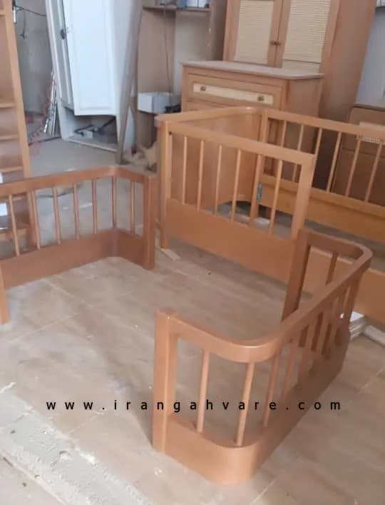 ست دو تيكه تخت مونته سورى منحنى و دراور چوب و حصير — تصویر ۱۰