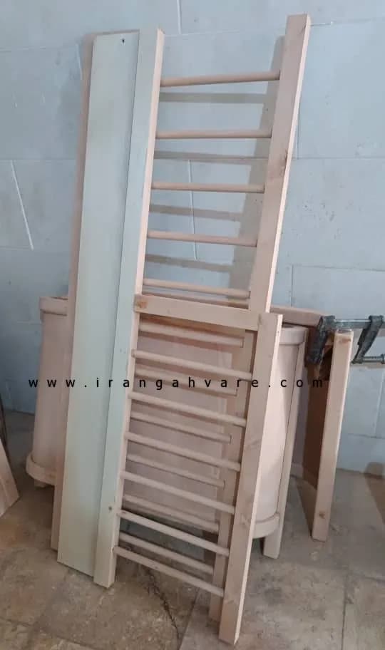 ست دو تيكه تخت مونته سورى منحنى و دراور چوب و حصير — تصویر ۸