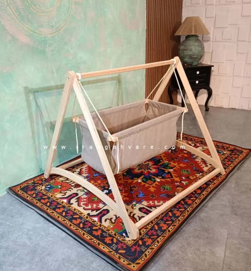 گهواره ننو کودک چوبی مدل سنتی — تصویر ۸