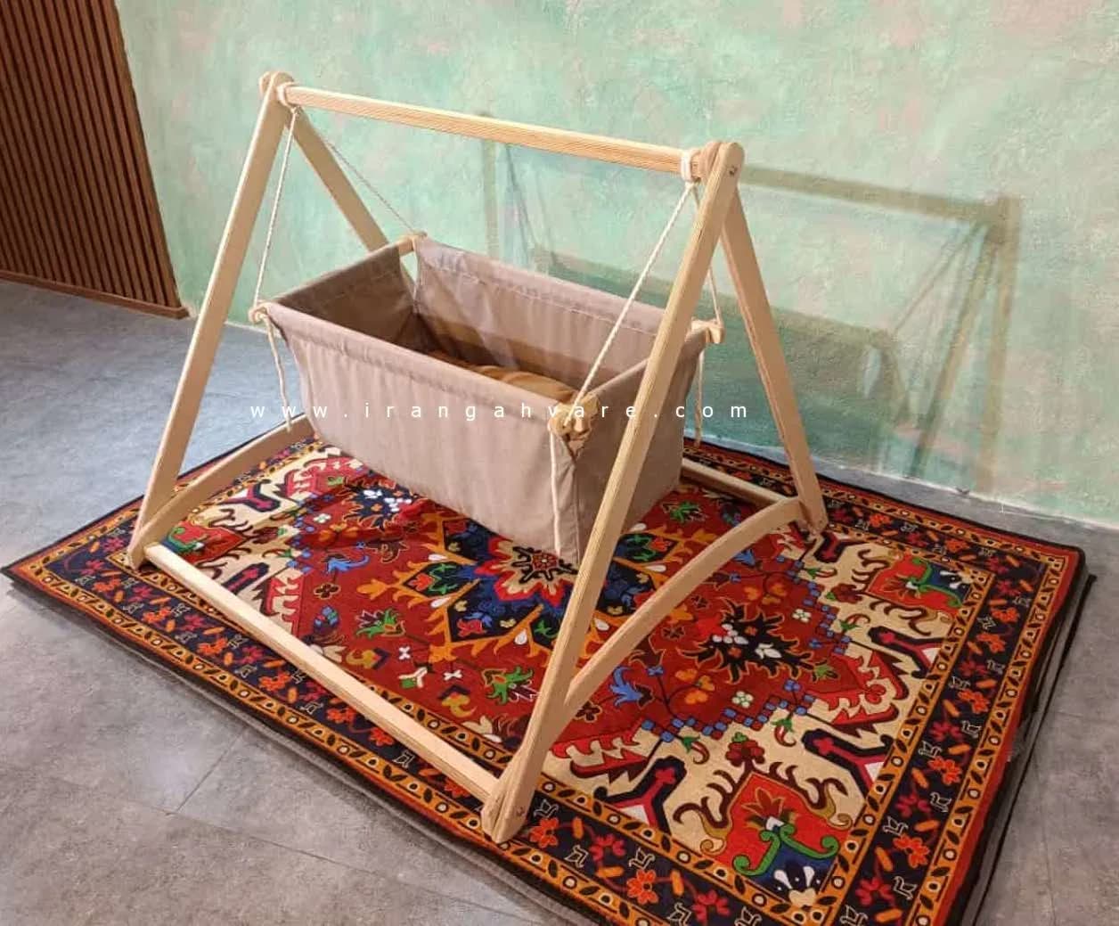گهواره ننو کودک چوبی مدل سنتی — تصویر ۱۱