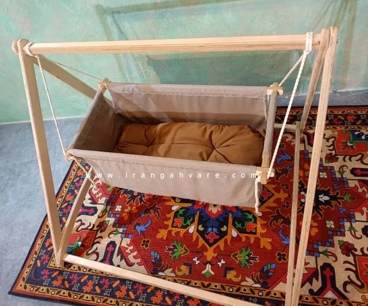 گهواره ننو کودک چوبی مدل سنتی — تصویر ۶