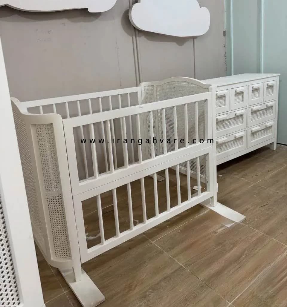 ست 2 تیکه تخت و دراور چوب و حصیر — تصویر ۵