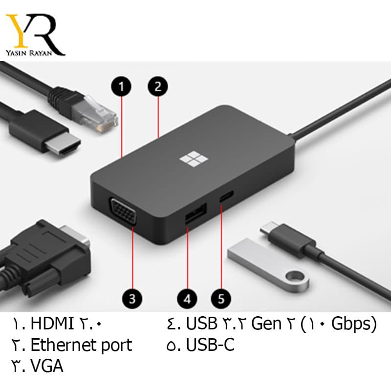 تراول هاب سرفیس | Microsoft USB-C Travel Hub — تصویر ۴