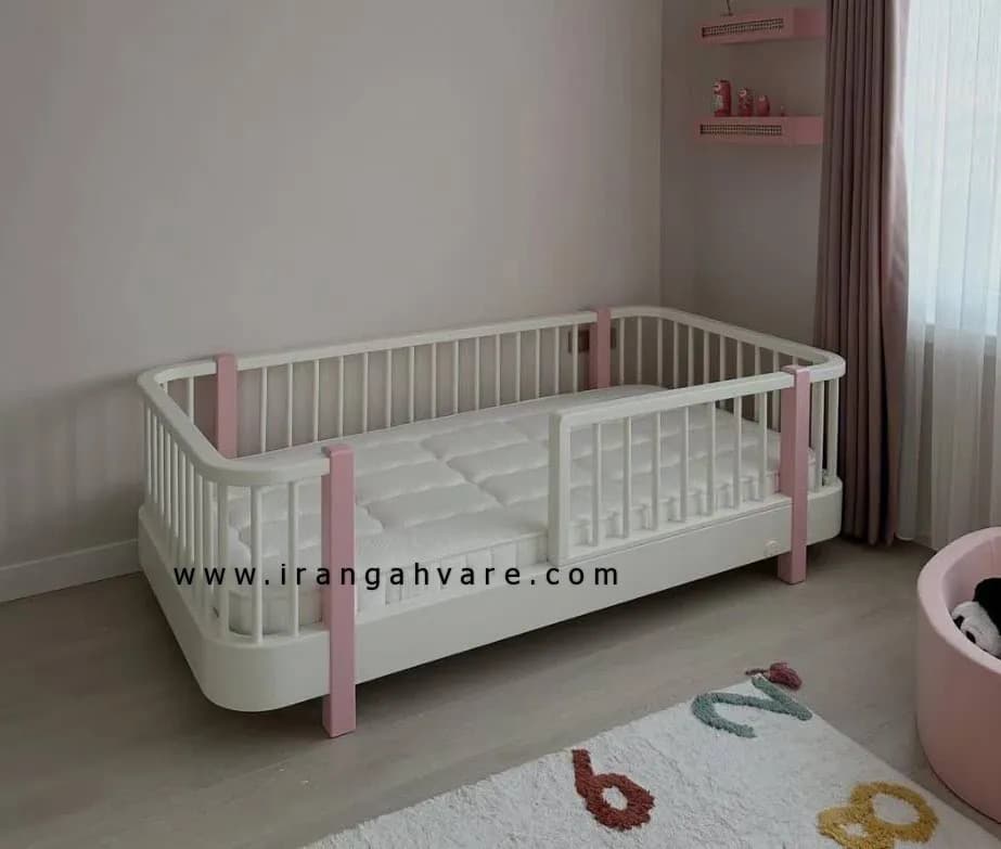 تخت نوزاد نوجوان منحنى و نرده اى — تصویر ۷