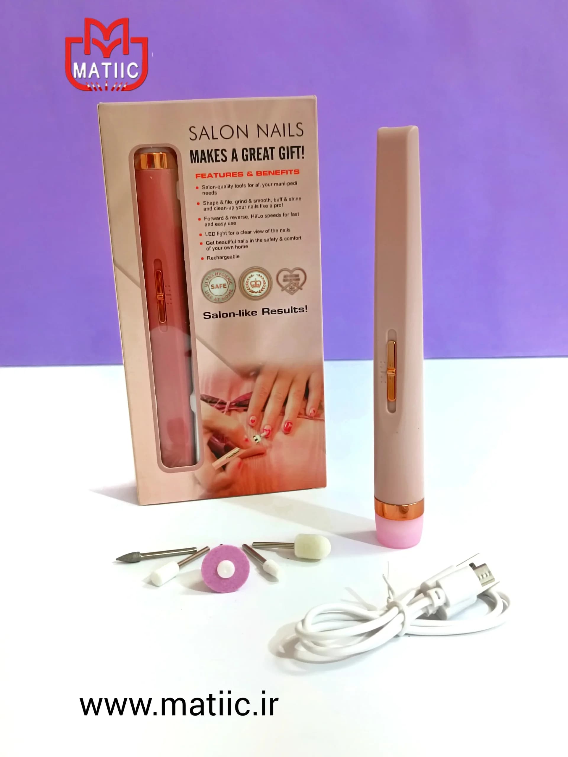 سوهان شارژی و برقی ناخن خانگی SALON NAILS — تصویر ۲