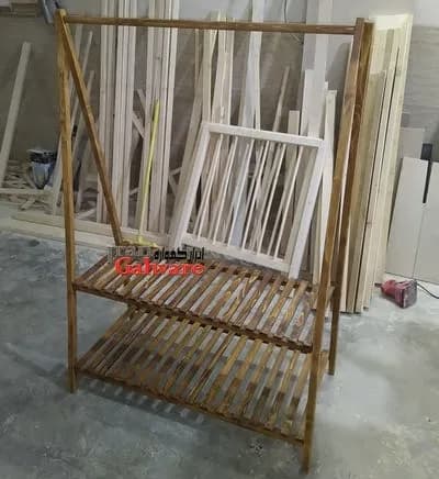 رگال چوبی لباس دو طبقه — تصویر ۵