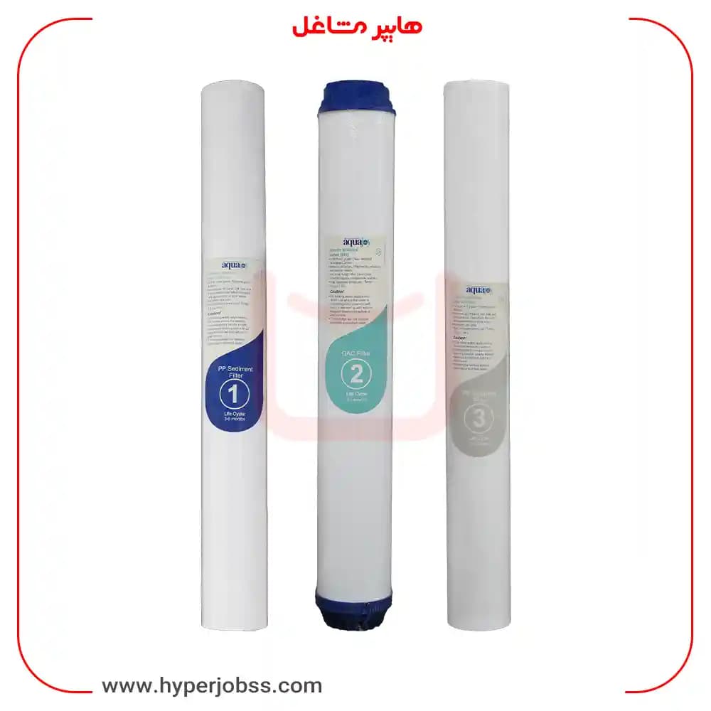 فیلتر دستگاه تصفیه آب صنعتی آکواجوی مدل اسلیم مجموعه سه عددی — تصویر ۲