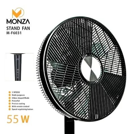 پنکه مونزا M-F6031 مشکی 6 پره سه حالته — تصویر ۴