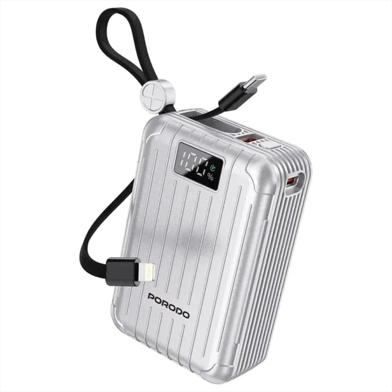 پاور بانک پرودو مدل Porodo Petite 20000mAh Power Bank Integrated Cable