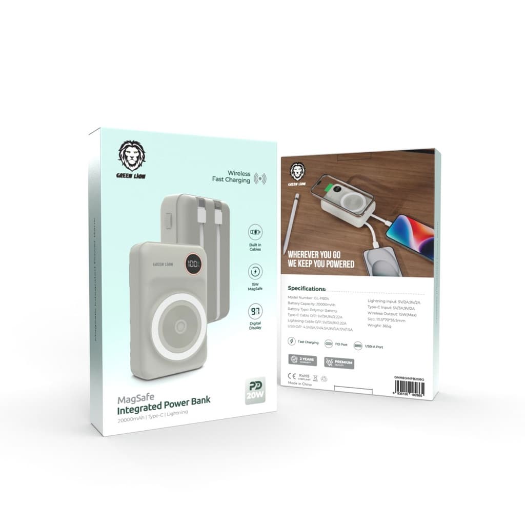 پاور بانک گرین لاین مگ سیف Integrated ظرفیت 20000mAh — تصویر ۲