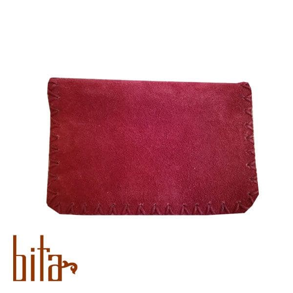 کیف کارت چرم طبیعی اشبالت زرشکی ساده