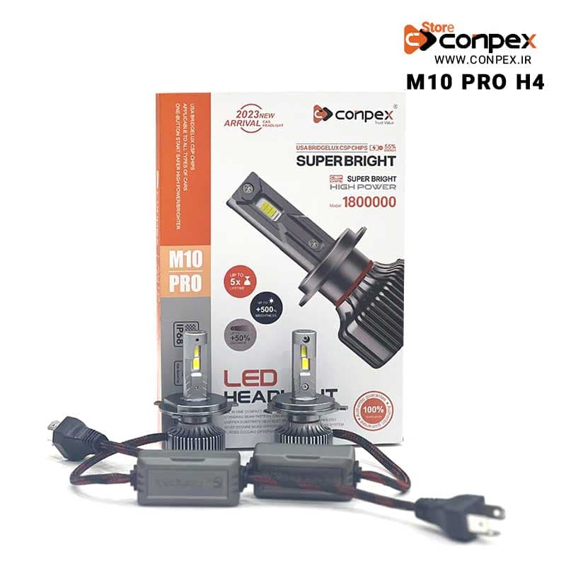 هدلایت کانپکس مدل M10 Pro پایه H4 سفید یخی سری 150 وات جدید 1800000 اورجینال | گـارانتی (2عددی)