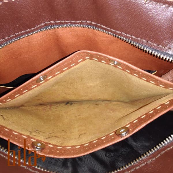 کیف چرم زنانه دو رنگ با طرح سرخپوستی — تصویر ۲