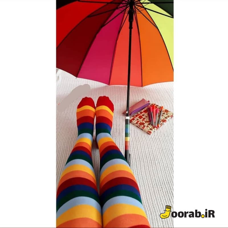 جوراب بالا زانو زنانه رنگین کمونی — تصویر ۷