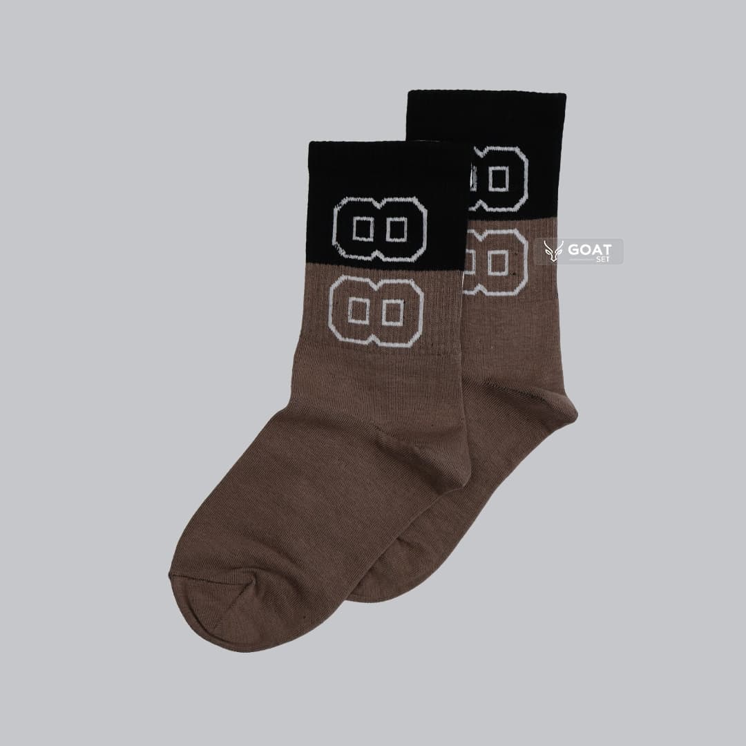 🧦 جوراب ساق بلند اسپرت طرح 88 (قهوه‌ای/مشکی) — تصویر ۵