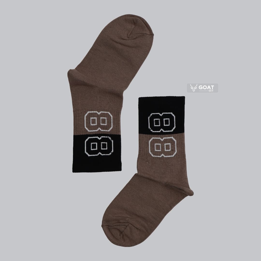 🧦 جوراب ساق بلند اسپرت طرح 88 (قهوه‌ای/مشکی) — تصویر ۸