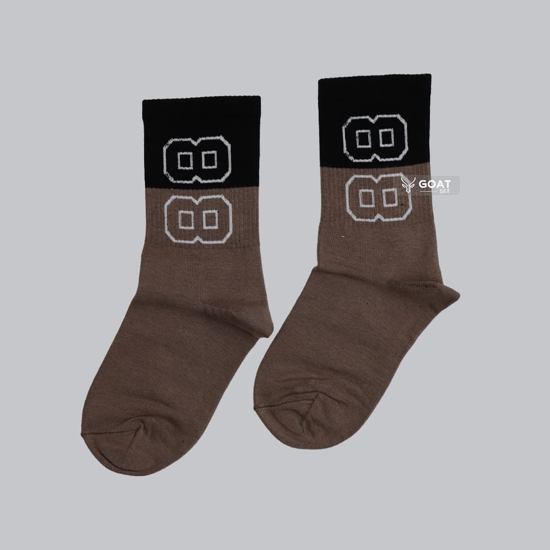 🧦 جوراب ساق بلند اسپرت طرح 88 (قهوه‌ای/مشکی) — تصویر ۲