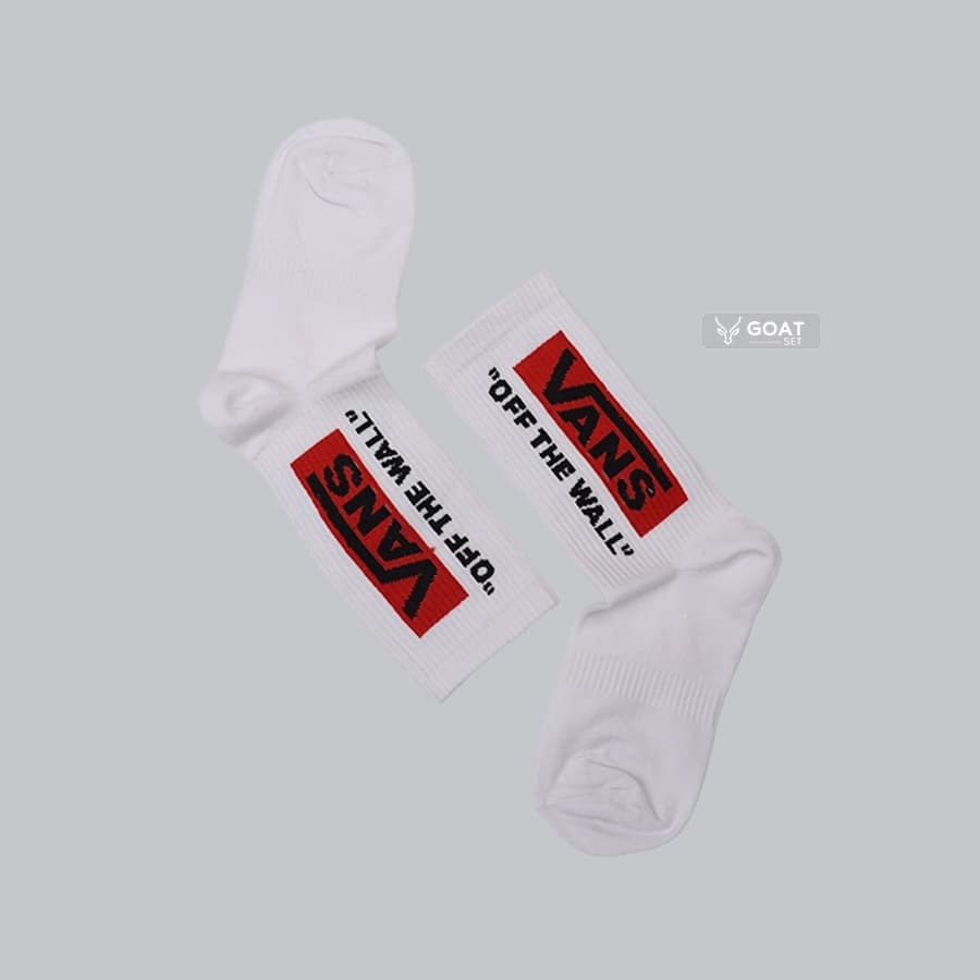 جوراب اسپرت ساق بلند سفید طرح VANS — تصویر ۳