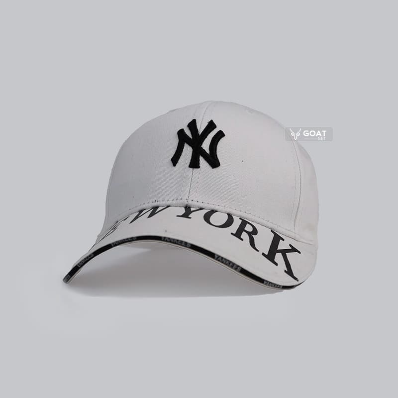 کلاه NY (ان وای) سفید کتان | چاپدار | بیسبالی | وارداتی — تصویر ۲