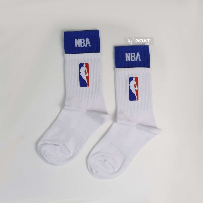 جوراب ساق بلند بسکتبالی NBA سفید آبی | دو تیکه — تصویر ۲