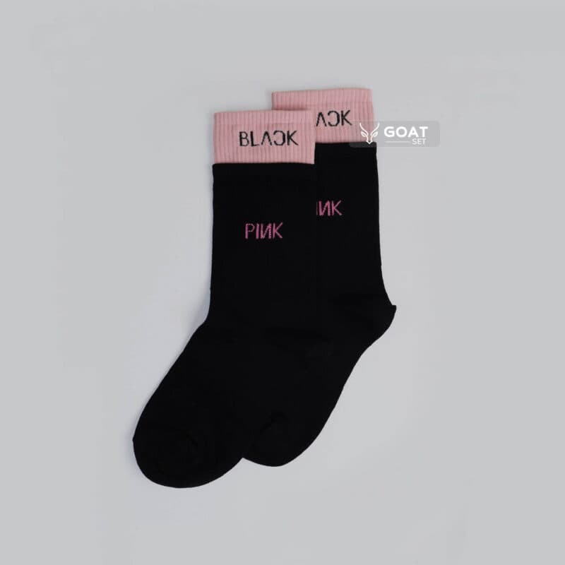 جوراب طرح دار دخترانه ساق بلند PINK BLACK