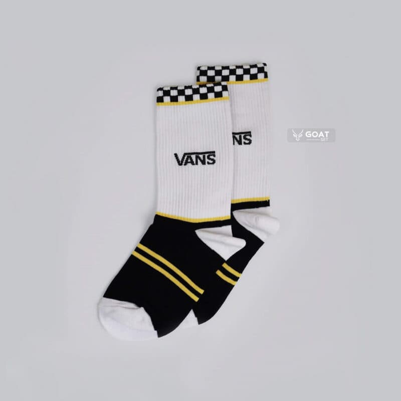 جوراب اسپرت طرح دار vans سفید و مشکی | ساق بلند