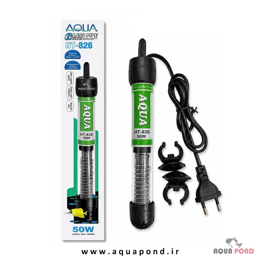 بخاری آکواریوم شیشه ای آکوا 50W مدل HT-826