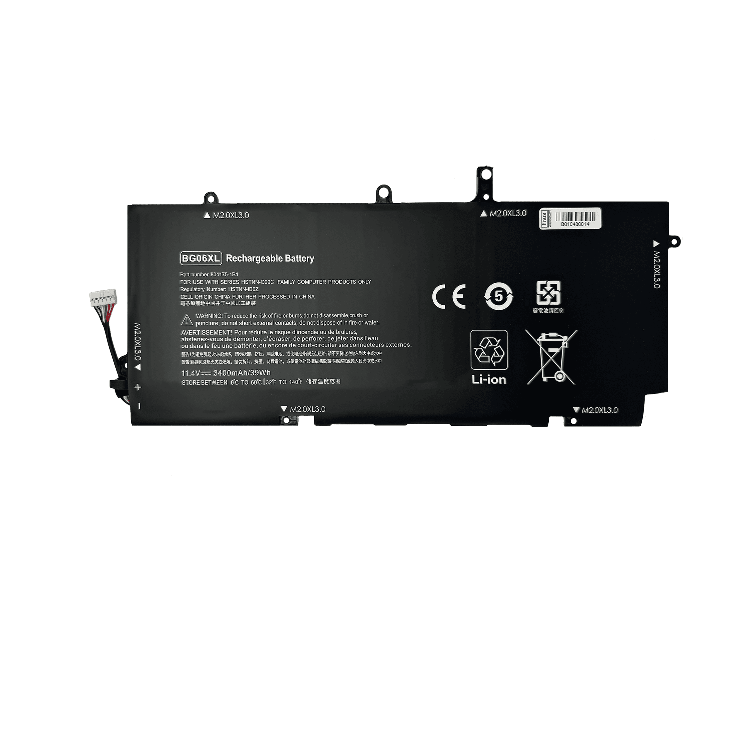 باتري لپ تاپ اچ پی HP / BG06XL / 3400mAh سازگار با EliteBook Folio 1040 G3