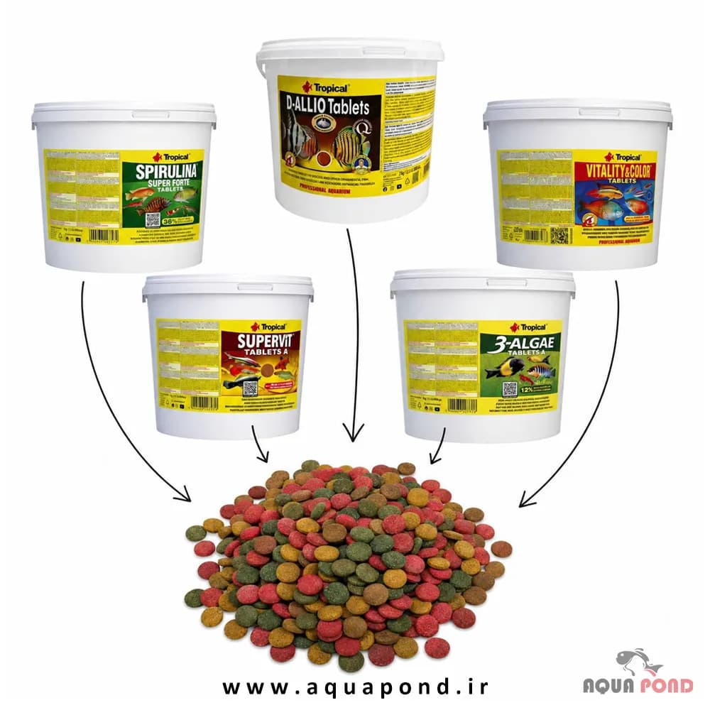 میکس 5 مدل قرص تروپیکال(اسپیرولینا، سوپرویت، دی آلیئو، ویتالیتی کالر و 3 جلبک)