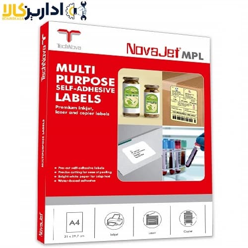 کاغذ لیبل مات لیزری 100 برگی A4 – Novajet