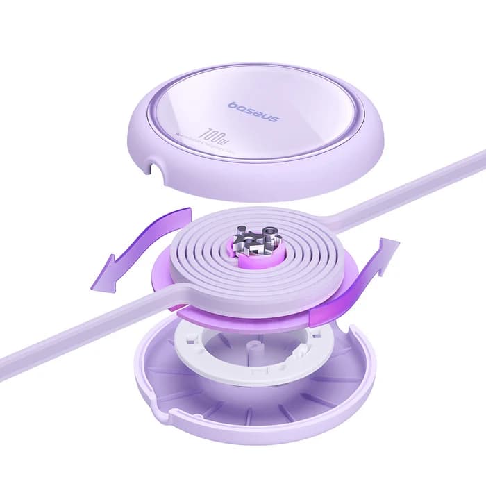 کابل شارژ باسئوس مدل Baseus Free2Draw 100W 1m یاسی — تصویر ۱۱