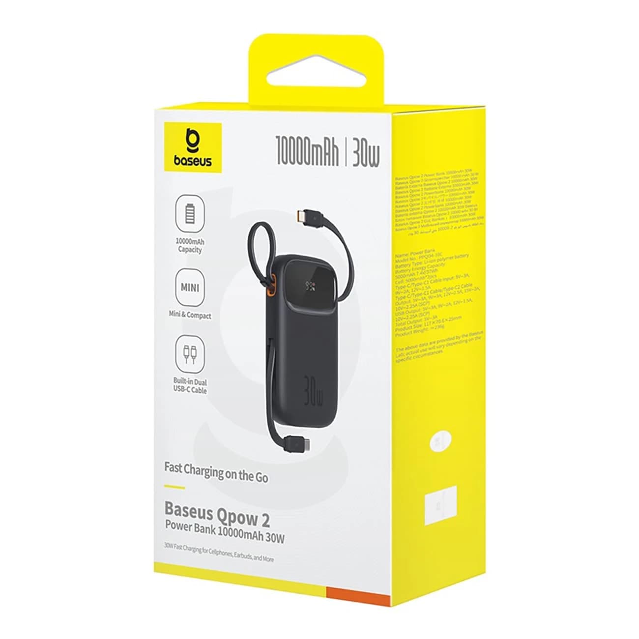 پاور بانک باسئوس با قابلیت صفحه دیجیتال مدل Baseus Qpow 2 30W مشکی — تصویر ۶