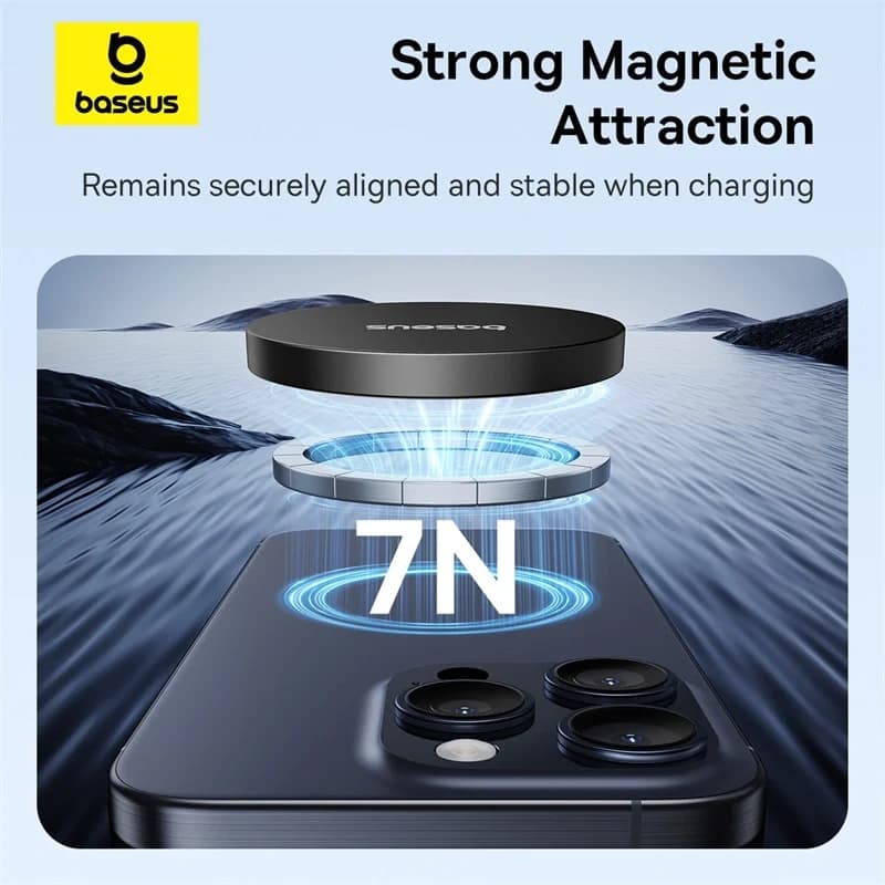 شارژر بی سیم باسئوس مدل Baseus Simple Mini4 Qi2 15w مشکی — تصویر ۱۰